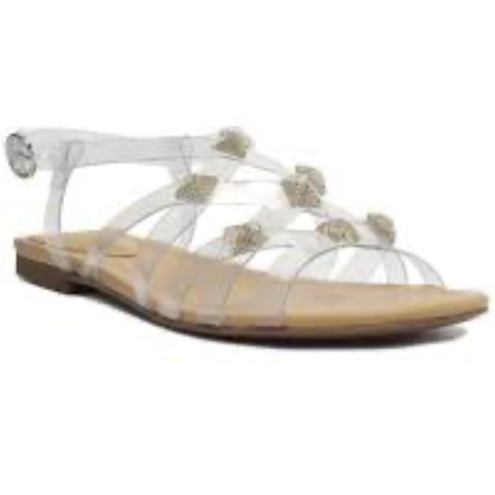 SCHUTZ - Georgia flat Clear Strappy Sandals with silver Accents
Brand new